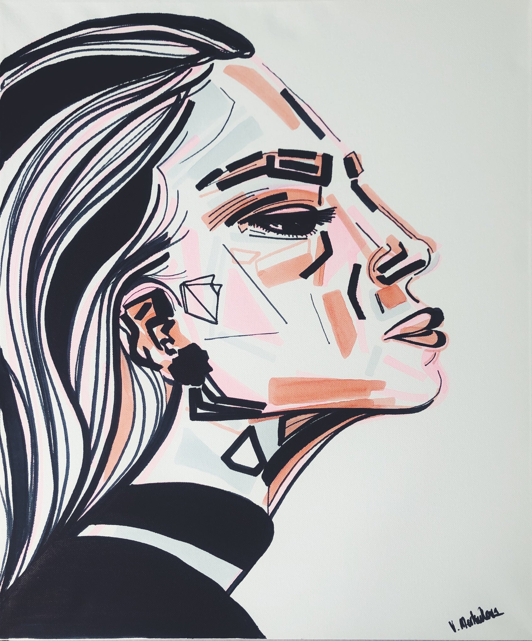 canvas art, Gemälde, painting, Woman, face, illustration, original art, unikat, unique art